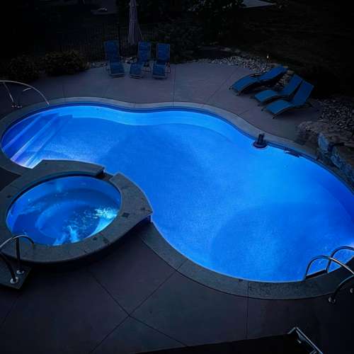 Night Time Pool & Hot Tub